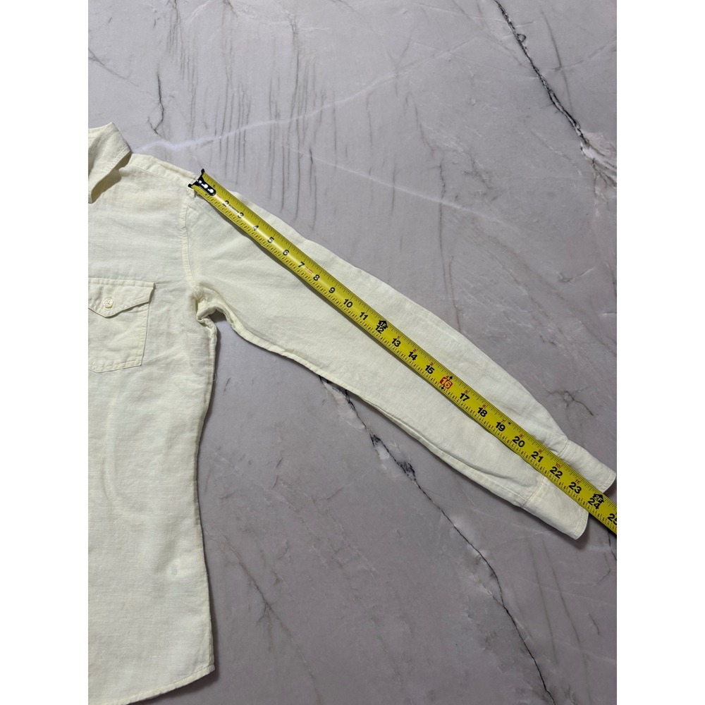 Banana Republic Soft Wash Butter Yellow Linen-Blend Button-Down Shirt Small - Picture 8 of 11